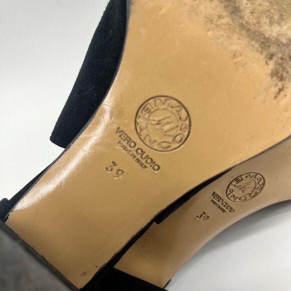 Gabriella Michael‎ Women's Black Suede High Vamp Buckle Sandal 39/8.5 - Picture 3 of 9